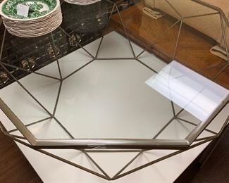 Cubist Iron & Glass Coffee , Spodes Tower Soup Bowls in Green and Blue