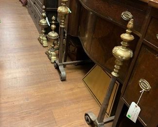 Huge Mahogany Sideboard by Rorimer Brooks, Great Selection of Andirons