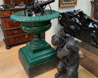 New Arrivial Lg 5 Section Garden Urn, Leat Fountain, Back of a Fern Bench