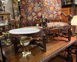 Kappa Shell Fixture, Pair of Fabulous Armed Chairs, 17th Century Table 