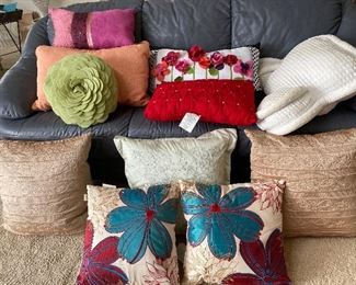 Assorted throw pillows