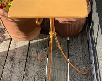 Tangerine painted metal plant stand