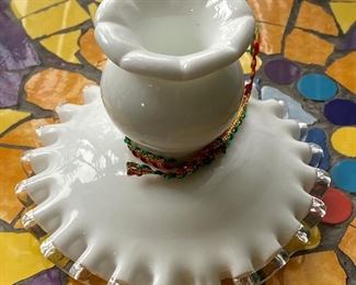 Vintage Fenton 4” candle holder