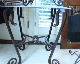 Wrought iron and glass side table