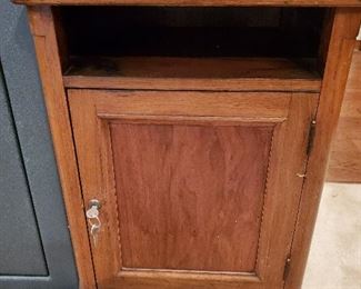 Small locked oak cabinet