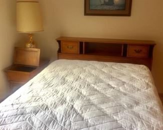 Queen Bed with Vintage Bookcase Headboard