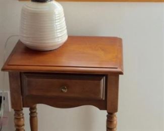 Very Nice Maple Bedside Table and Lamp