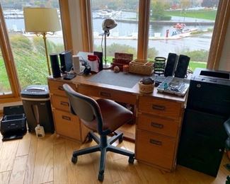 Great Office Set Up for Home with Desk, Lamps, and all the Equipment You Need!