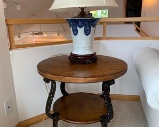 Great Solid Wood Side Table and Second Matching Lamp