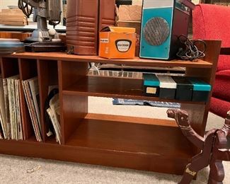 Vinyl records and vintage travel slides
