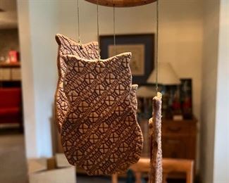 Owl clay wind chimes