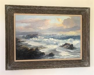 Bennett Bradbury "Jade Beach" (Big Sur) Born:  1914 - 1991 )  Carmel, California Oil on Canvas