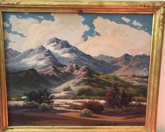 John Anthony Conner Desert Landscape "Lingering Snow" at the edge of the desert So Cal California oil on canvas