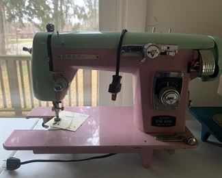 pink and green Brother sewing machine
