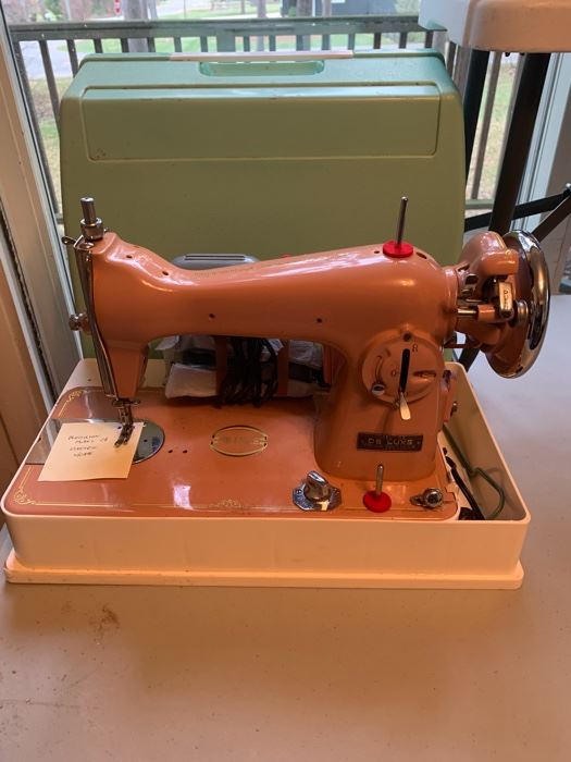 vintage sewing machine pink
