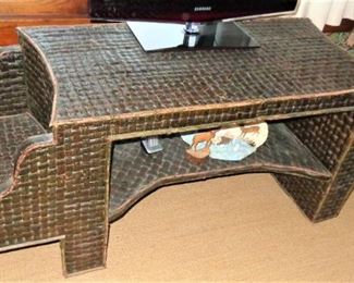 Woven birch lobby bench / table from historic  "Granot Loma" lodge on Lake Superior