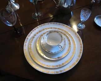 Fine set of Wedgwood China; set of Cut Crystal Cordials (this goes with the same pattern with burgundy band)