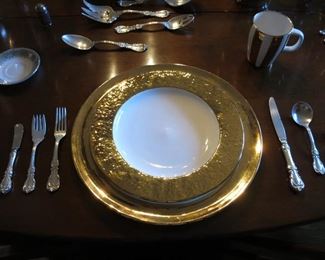 Sterling Dinner Service SOLD;  Heavy Gold-Rim Dinner Service and Chargers
