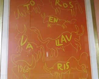 "Toros en Vallavris, 1960"  Orig. Picasso Litho, signed & numbered