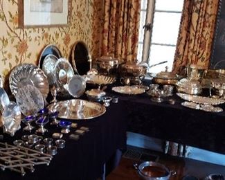 Silverplate Serving Pieces, several Engraved from Mr. & Mrs. David Niven; "Hotel,"  "Fantasy Island,"  The President's Club, etc.