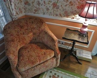 Tub Chair w/ a Vintage Chinoiserie Pedestal Table