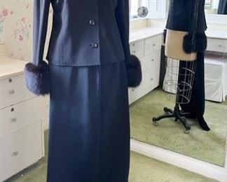 fur Trim Evening Ensemble by David Hayes