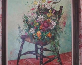 "Ladder Back Bouquet" Large Orig. Oil by James  Gruzalski, listed