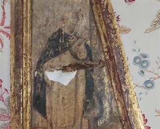 18th. C.  Gilt & Painted Gesso Religious Remnant