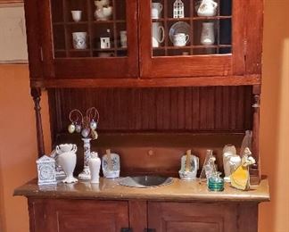 Antique Hutch w/ Copper Counter & Sink - perfect for a bar!