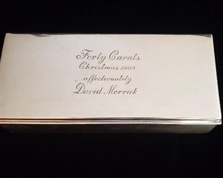 Tiffany & Co. Sterling Cigarette Box, Engraved from David Merrick  "Forty Carats, Christmas, 1969"