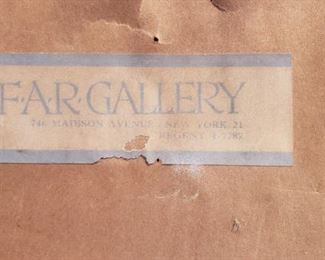 F.A.R. Gallery Label on verso of the Lautrec