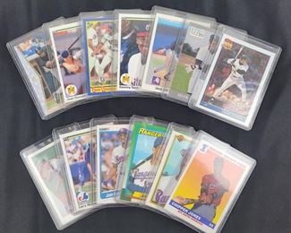 Rookie Cards - All are soft sleeved into hard sleeves as shown. Perfect collection for grading.  (1) - Chipper Jones  (3) - Frank Thomas  (1) - Sammy Sosa  (5) - Juan Gonzalez  (1) - Larry Walker  (1) - David Justice
