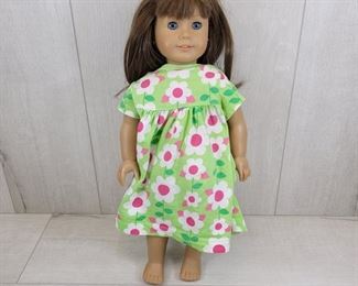 American Girl Doll  Brown hair/ blue eyes with earrings  no clothes but underwear  18" tall