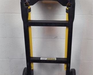 Dolly converts to hand truck- up to 400lbs  HARPER TRUCKS PJDY2223A SPECS Length 30 Inches Width 16 1/2 Inches Height 43 Inches Top Step Depth 7 Inches Capacity 300 - 400 lb. Caster Size 8 Inches Casters Yes Color Black Frame Material Steel Handle Continuous Handle Made in America Yes Material Glass-Filled Nylon Platform Material Steel Type Convertible Hand Trucks Wheel Type Mold-On Rubber
