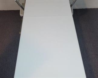 Cosco 8ft center folding table with handle (2) heavy duty plastic folding chairs - pictures make the chairs look better than they are.