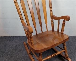 Wood rocking chair - Barely readable but marked "Made in Malaysia" & inspected B' 4
