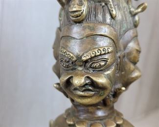 Tibetan Phurba Ritual Dagger with pedestal  With stand item is roughly 14.5" tall  Without stand item is roughly 13.5"