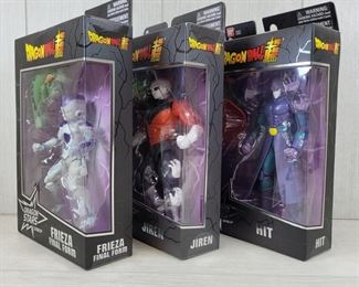 SET of 3 Action Figures ORIGINAL NEW in unopened factory sealed boxes -  (1) - Series 2 - Frieza Final Form - upc 045557358617  (1) - Series 3 - Hit - upc 045557358648  (1) - Series 5 - Siren upc 045557359904
