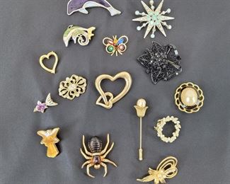 Dolphins, hearts, pearls, etc. 15 pins total