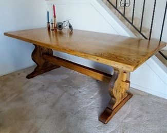 Rustic Oak Trestle / Harvest Dining Table