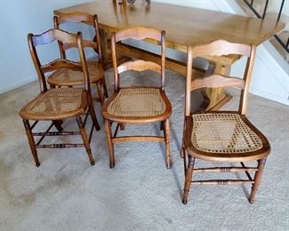 Antique Victorian Maple Cane Bottom Chairs