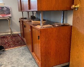 Vintage Walnut Credenza With Chrome Legs, Designed by Florence Knoll