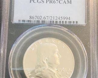 1961 Graded Silver Half Dollar Franklin 