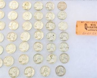 1960 / 1961 / 1962 mixed  Silver Washington Head Quarters 40 in a lot 