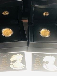 Pr. West Point Mint 2016 Walking Liberty 1/2 Ounce of 24K Gold Bullion New Condition In Boxes with COA  