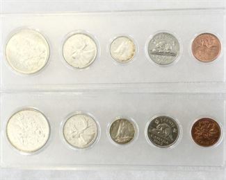 Canadian Mostly Silver Coins 1963 & 1965 