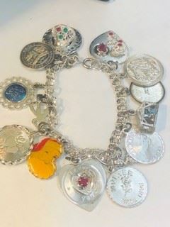 Sterling Silver Charm Bracelet and charms Vintage 