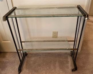 Glass Shelves On Rolling Stand
