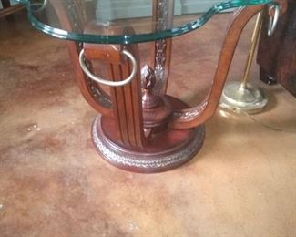 Glass & Wood Lamp Table $100