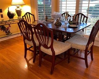 Duncan Phyfe table (dropleaf)  with 3 leaves, 6 chairs
